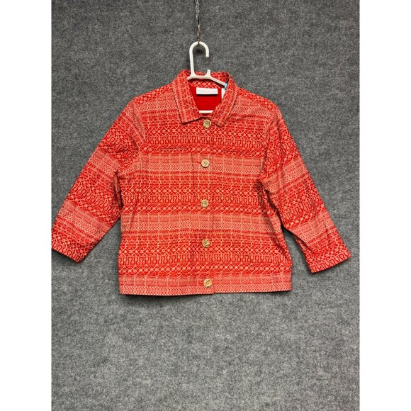Liz Claiborne First Issue Jacket Women's XL Red Geometric Patterned Jacket - Picture 12 of 16